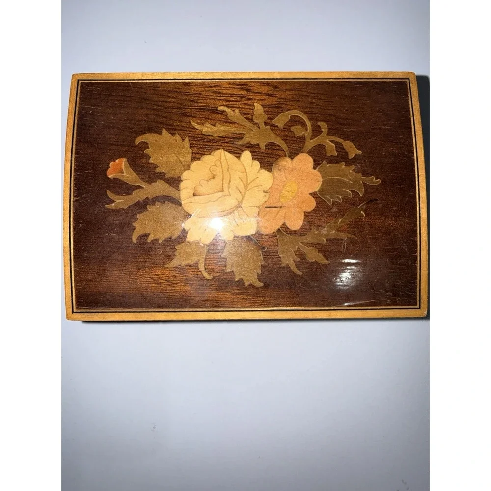 Intarsitalia Made Italy Wood Floral Flowers Inlay Jewelry Trinket Box Keepsake E